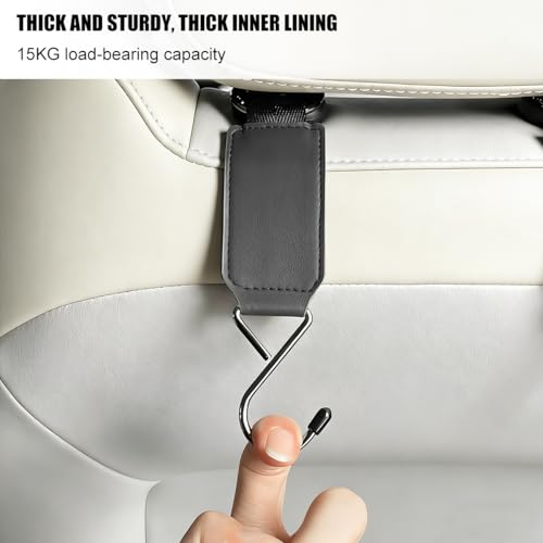 HZEL Car Seat Headrest Hook, 2PCS Multifunctional Vehicle Seat Back Hanger Holder for Purse Bags Coat, Automotive Interior Organizer Storage Hook, Universal for Automobile RV Truck (Black) - Thumbnail 5