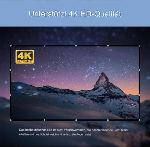 Leinwand Beamer 100 Zoll, hochauflösende verdickte Faltbare Beamer Leinwand, 16:9 HD Anti-Falten Projektor Leinwände für Heimkino, Büro und Camping (100 Zoll)