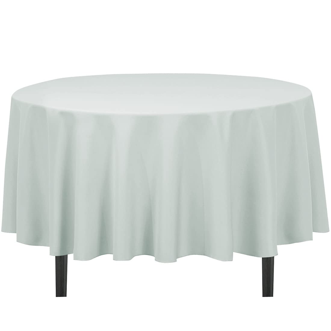 Tablecloth 90-Inch Round Polyester Tablecloth Silver, (90RND-010115)