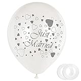 just married girlande rosegold 🎈 30 Luftballons Weiß mit Motiv Just Married, mit 2 Ballonband