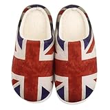 HAPPJUN Women's House Slippers UK Flag Print Soft Memory Foam Slipper Cozy Warm Comfy House Shoes Bedroom Shoe Retro British Flag Gifts Slippers for Women Girls