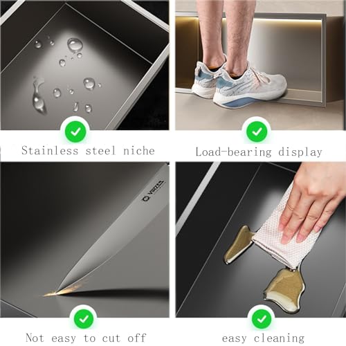 Niche de douche inox noire à LED pour remplacer les étagères rouillées sans carrelage - 7