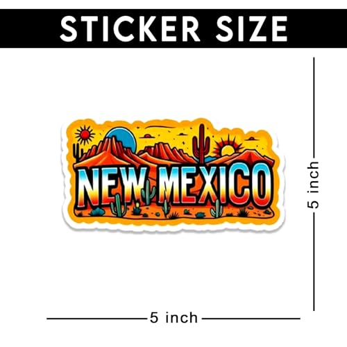 Image of New Mexico State Sticker 5 Inch Waterproof Vinyl Decal USA State Graphic Sticker for Laptop Water Bottle Car Window Bumper Truck Travel Souvenir Durable
