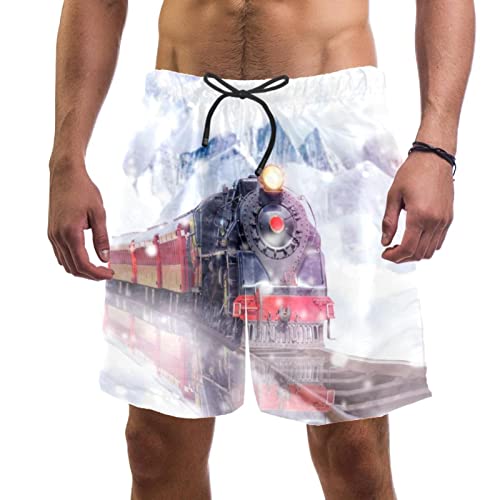 Maillots de bain pour hommes JDEZ short de plage train de Noël séchage rapide été