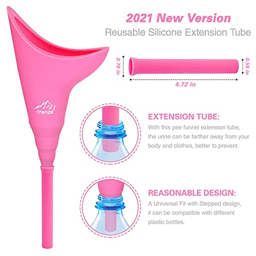 Rquite Female Urinals, Female Urination Device, Silicone Pee Funnel for Women, Portable Reusable Urine Cup for Camping, Hiking, Road Trip, Post Surgery, 2 Sets with Extension Tube & Drawstring Bag - Thumbnail 3