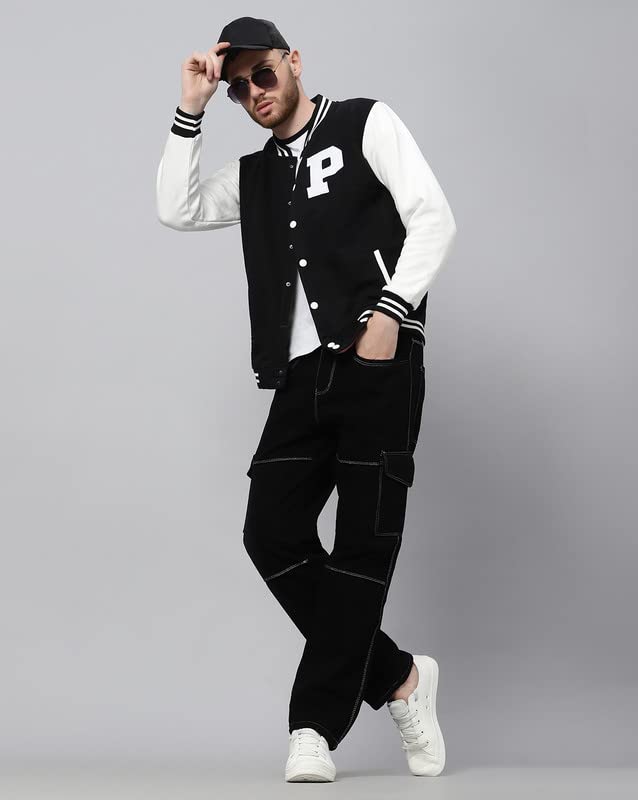 Image of BE SAVAGE Men's Cotton Blend Standard Length Varsity Jacket
