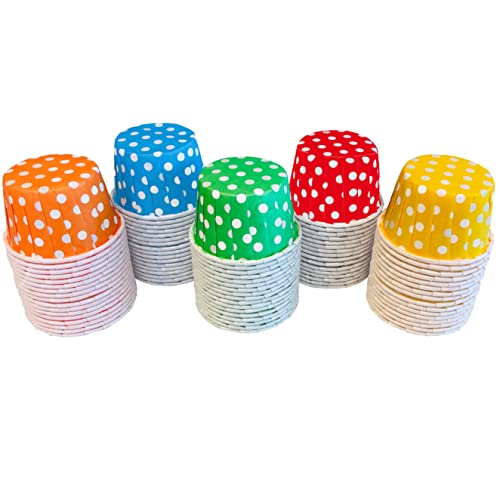 Rainbow Colors Mini Candy Nut Paper Cups - Mini Baking Liners - Red Orange Yellow Green Blue Purple - Polka Dot - 100 Pack #TOP25