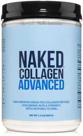 NAKED Collagen Advanced – Peptides Protein Powder, Hyaluronic Acid, Vitamin C, Pasture-Raised, Grass-Fed Hydrolyzed Collagen Supplement, Paleo Friendly, Non-GMO, Keto, Gluten Free, 21oz – 30 Servings