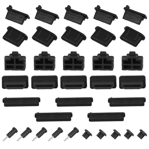 Lot de 35 bouchons anti-poussière en silicone pour port USB, USB, RJ45, HDMI, SD, écouteurs,...