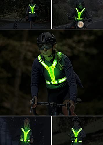 Fokia Kunbio Led Reflective Running Vest Gear,Light Up Vest Runners Night Walking Usb Rechargeable,Up To 11Hrs Light With Adjustable Waist/Shoulder For Women Men Kids (Green) #TOP6
