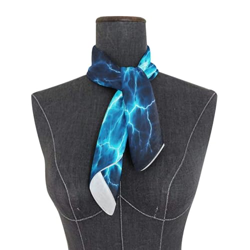 Blue Lightning Bolt Silk Head Scarf 24" Square Soft Feeling Satin Hair Scarf Silk Bandana Neck Scarf for Women Girls3