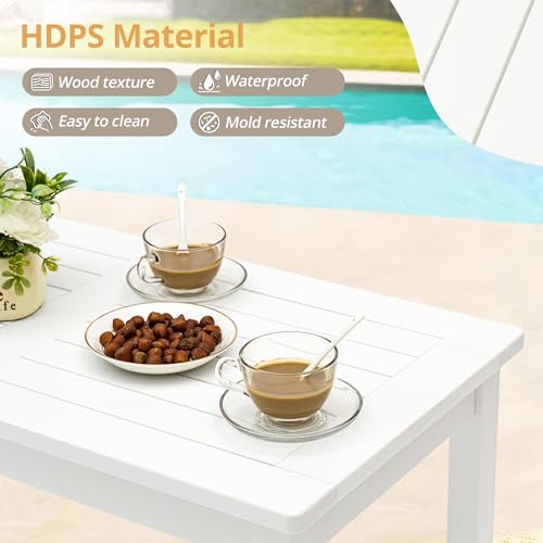image for LUE BONA Outdoor Coffee Table Rectangle, HDPS Patio Coffee Tables for 
