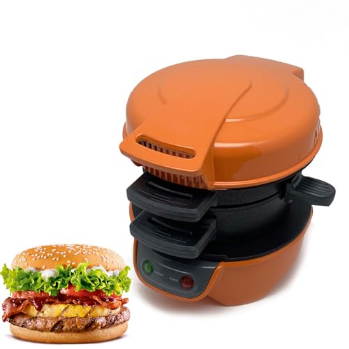 Multifunctional Electric Burger Maker,Sandwich Press for Hamburgers/Steak/Bacon/Breakfast (Brown)