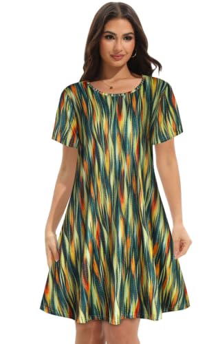 Image of Summer Dresses for Women Casual Tshirt Dress Beach Sundress with Pockets