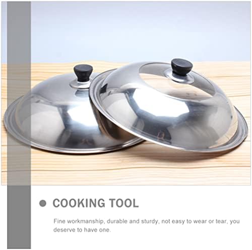 Yardwe Pan Lid Stainless Steel Food Cover Cheese Melting Dome Microwave Plate Cover Splatter Cover Universal Lid for Pots Pans Skillets Woks with Knob Pot Lid