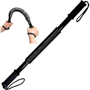 Professional Power Twister – Flexi Rod – Heavy Duty Spring Chest Expander for Shoulder, Arms and Chest Exercises, Upper Body Training, Forearm Exerciser, Arm Trainer Device (30KG, BLACK)