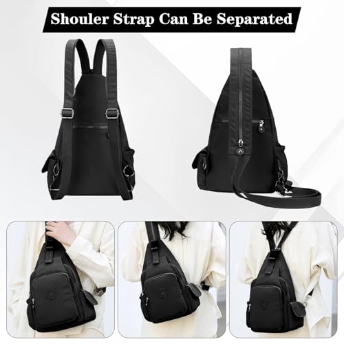 Indrnif Crossbody Schultertasche,Sling Tasche, Oxford Stoff Schlinger Brusttasche,Crossbody Tasche für Frauen,Stilvoller Umhängetasche mit Mehreren Taschen zum Reisen, im Freien, Einkaufen
