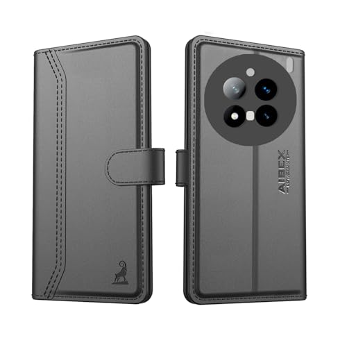 Image of AIBEX Compatible for Vivo X200 PRO 5G Flip Cover Leather Finish with Magnatic Closure | Inside TPU with Card Pockets | Wallet Stand | Complete Protection Flip Case -Black