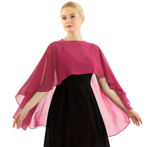 Alvivi Cárdigan Bolero de Gasa para Mujer Chal de Novia Fiesta Elegante Ligero Estola de Ceremonia Boda para Primavera y Verano Rojo Oscuro One Size