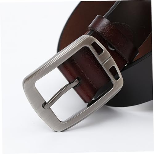 Men Vintage Cowhide Leather Belt with Pin Buckle Retro Cowboy Style for Jeans and Pants Brown3