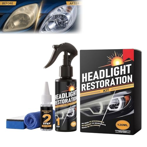 Headlight Restoration Kit Professional Headlight Cleaner and Restorer Kit For Remove Yellowing And Hazy and Oxidation Waterproof Gloss Finish Headlight Cleaner Polishing for All Vehicles (1pc)