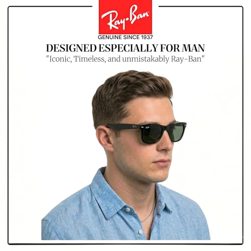 Image of Ray-Ban RB4105 WAYFARER FOLDING CLASSIC Square Shape Sunglasses for Men with Official Eyewear Kit