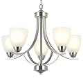 VINLUZ 5 Light Contemporary Chandeliers Brushed Nickel Modern Light Fixtures Ceiling Hanging Industrial Pendant Lighting for Foyer Bedroom Dining Room Bathroom