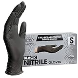 ForPro Professional Collection Disposable Nitrile Gloves, Chemical Resistant, Powder-Free, Latex-Free, Non-Sterile, Food Safe, 4 Mil, Black, Small, 100-Count