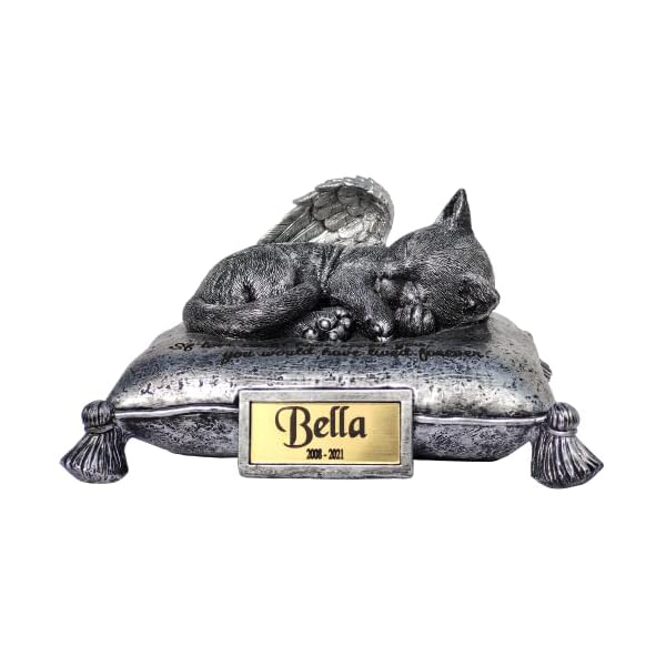 Wslhfeo angel cat sleeping on pillow cremation urn small pet memorial statue engraved with your pet's name l8 - image 7