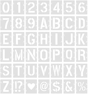 SAVITA 42pcs Letter Stencils, 1 inch Reusable Plastic Letter Number Templates Alphabet Stencils Symbol Numbers Stencils for Painting DIY Art Projects Decoration