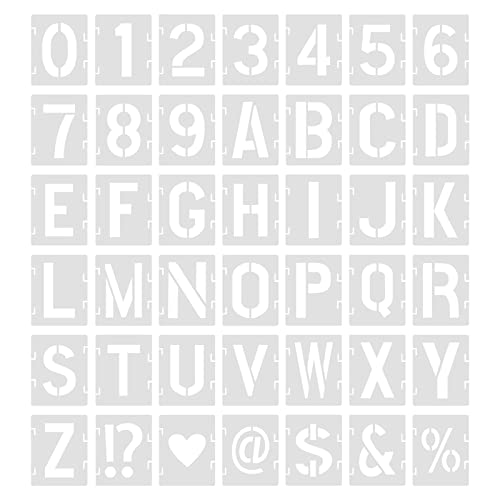 SAVITA 42pcs Pochoir Lettre Alphabet, 3,8cm Plastique Réutilisable Pochoir de Lettres Alphabet Pochoir Numéro Pochoir pour la Peinture DIY Art...