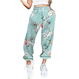 Briskorry Pantalones de chándal para mujer, cintura alta, cómodos, holgados, informales, de color sólido, pantalones largos de yoga para viajes diarios, trabajo y uso diario, verde, XL