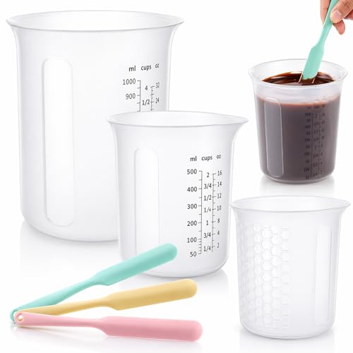 Set de vasos medidores de silicona con espátulas miniatura 1