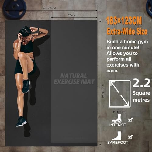 Alfombrilla de ejercicio grande para gimnasio en casa, de 183 x 123 x 0,7 cm, alfombrilla de entrenamiento innhom para fitness, ejercicios de piso, HIIT, cardio, trabajo de gimnasio, equipo de suelo de goma resistente para gimnasio - Imagen 3