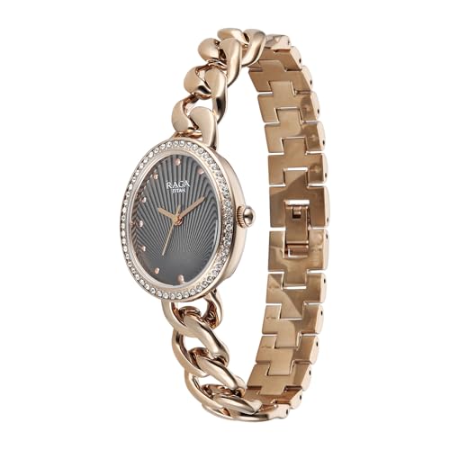 Image of Titan Raga Spotlight with Quartz Analog Grey 11C Dial Rose Gold Brass Strap Watch for Women - 95429WM01