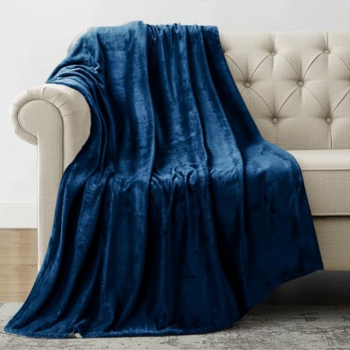 Image of Utopia Bedding Fleece Blanket Throw XL Size Navy 300GSM Luxury Anti-Static Fuzzy Soft Microfiber Blanket for Couch, Sofa and Bed (70x50 Inch)