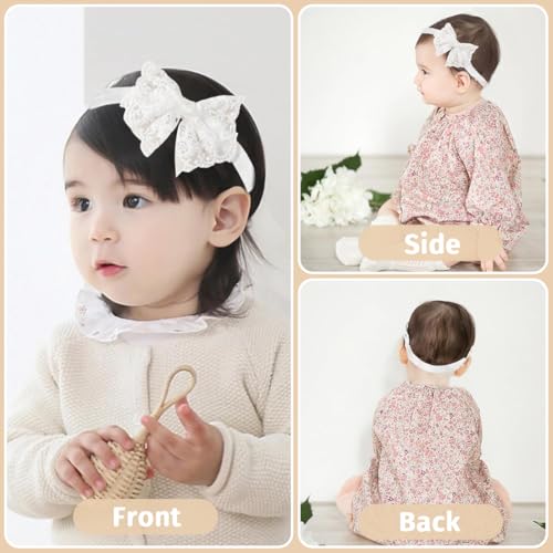 4 Stück Haarband Baby Mädchen Blumenstirnbänder, Newborn Shooting Requisiten, Baby Haarband Neugeborenes Stirnband Baby Haarschmuck für Party Hochzeit Familienfoto