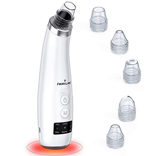Blackhead Remover Vacuum Facial Pore Cleanser, ElectricÂ Acne Nose Comedone Suction Tool, HOKLAN USB Rechargeable Blackhead Exactor Removal ToolÂ for Women MenÂ with 45â„ƒ Hot Compress & LED Display