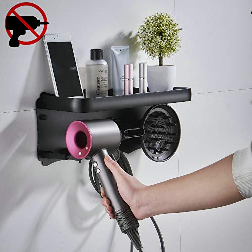 Leekayer Supersonic Hair Dryer Wall Mount Holder, Dyson Hair Dryer Bracket,for Dyson Hair Dryer Accessories Holder,Punch-Free Hair Dryer Holder Bathroom Storage Rack Care Tools (Sliver) …