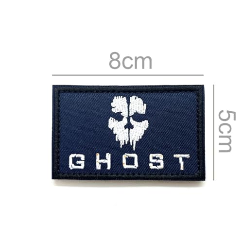 Navy Blue Ghost Skull Tactical Fabric Embroidered Morale Patch Badge 8cm x 5cm Hook & Loop Airsoft COD Tactical Cosplay UK - Image 2