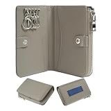 [imeetu] キーケース ミニ財布 マルチケース メンズ レディース スマートキーケース 本革 4連フック付き コンパクト 人気 便利 財布 カードケース 小銭入れ 多機能 軽量（グレー）