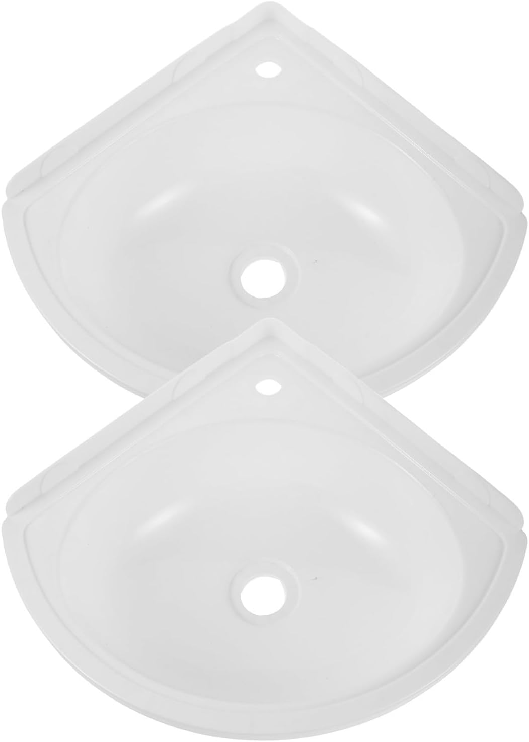 2pcs Small Corner Sink for Bathroom, Wall Mounted Plastic Triangular Basin with Space Saving and Splash Reduction Features, No-drill Installation for Camper Rv, Dorm Bathroom,
