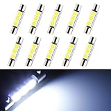 ongfuwu 10PCS 31mm LED Light Bulb, 6612F 6614F 6641 Festoon LED Car Bulb Replacement for Vanity Mirror Light Sun Visor Light Reading Light Roof Light, 5050-3SMD, 6000K White