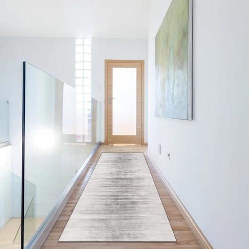 Alfombra de pasillo gris 60x300 cm lavable larga y antideslizante para hogar 6