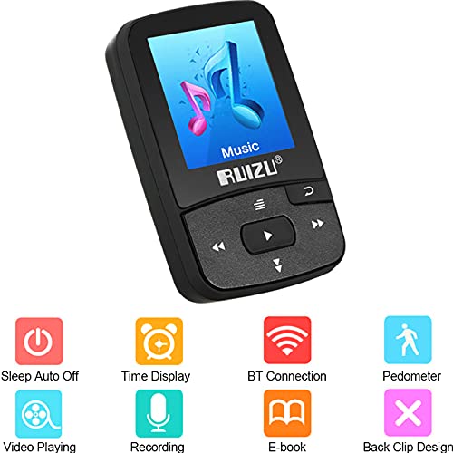 Andoer RUIZU X50 8GB 1.5in MP3 Player HiFi Lossless Qualidade de som Bluetooth Pedômetro Cartão TF R