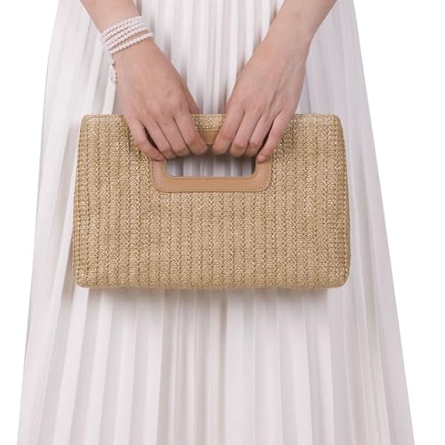Straw Clutch Purse for Women Travel Straw Beach Tote Bag Woven Rattan Envelope Bag Top Handle Crossbody Handbag for Summer4