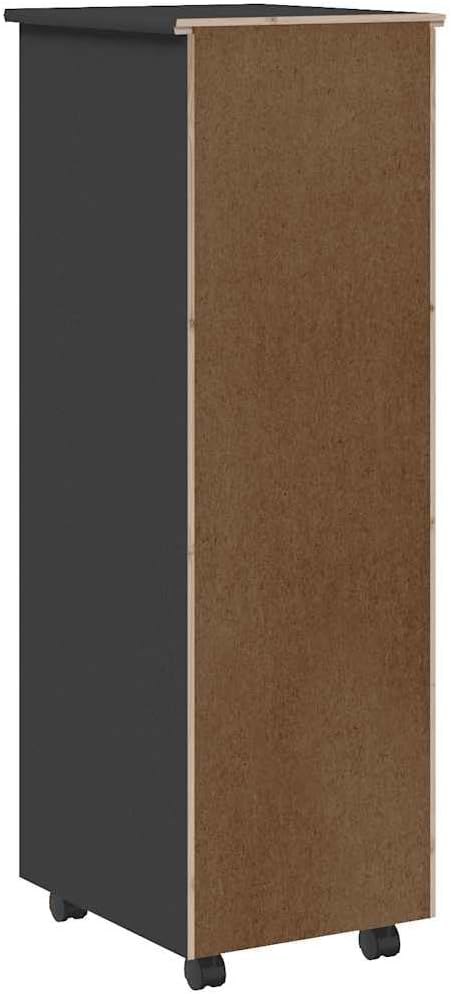 Moss Grey Rolling Cabinet with 8 Drawers Solid Pine Wood Engineered Wood Plastic Storage Rolling Pine