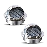 2 Piezas Rejilla De Ventilación Redonda, Rejilla De Entrada De Aire, Rejilla De Ventilación De Acero Inoxidable, Con Protección Contra Insectos, Escape Rejilla Canal Para Baño Cocina Garage Chimenea