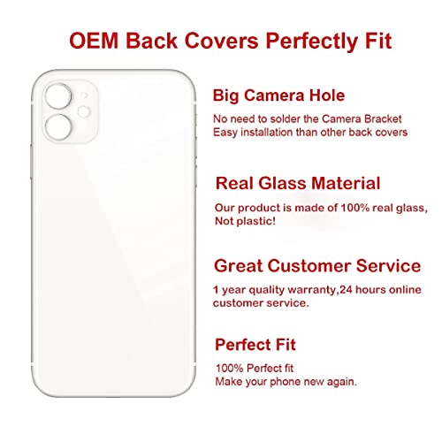 Perzework Oem Rear Back Glass Replacement For Iphone 11 6.1 Inches With Reparing Toolkit And Pre-Installed Adhesive (White) #TOP1