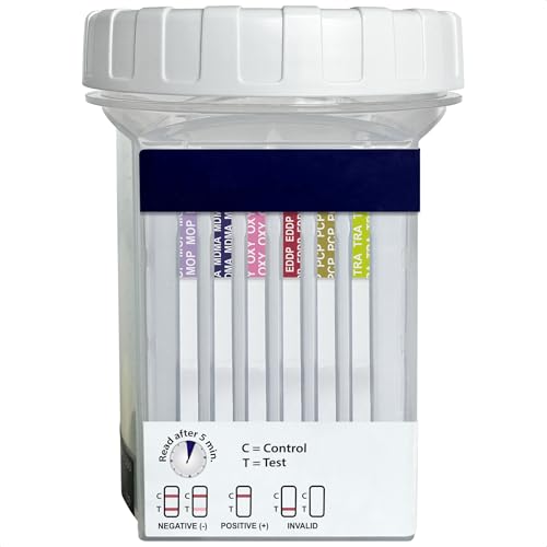 DrugTect Multi-Drug Rapid Urine Test Cup | 5 Pack | 18 Panel CLIA Waived Fentanyl Tramadol Drug Test Cup for 6MAM,AMP,BAR,BUP,BZO,COC,EDDP,FYL,MDMA,MET,MOP|OPI,MTD,OXY,PCP,PPX,TCA,THC,TRA (5)